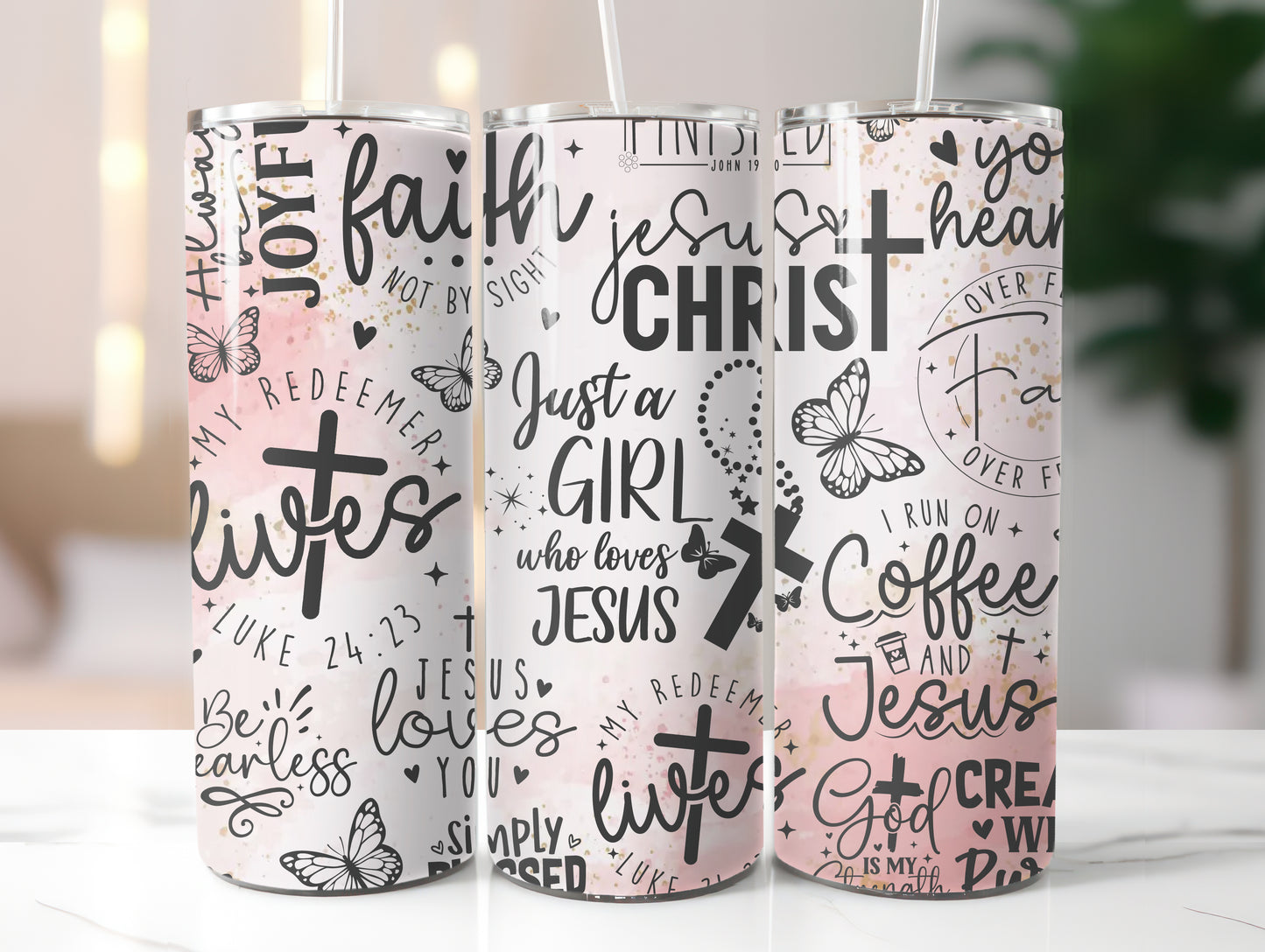 Jesus , Lives , Faith Skinny Tumbler