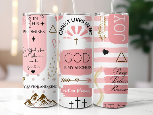 God is my Anchor Skinny 20 oz Tumbler